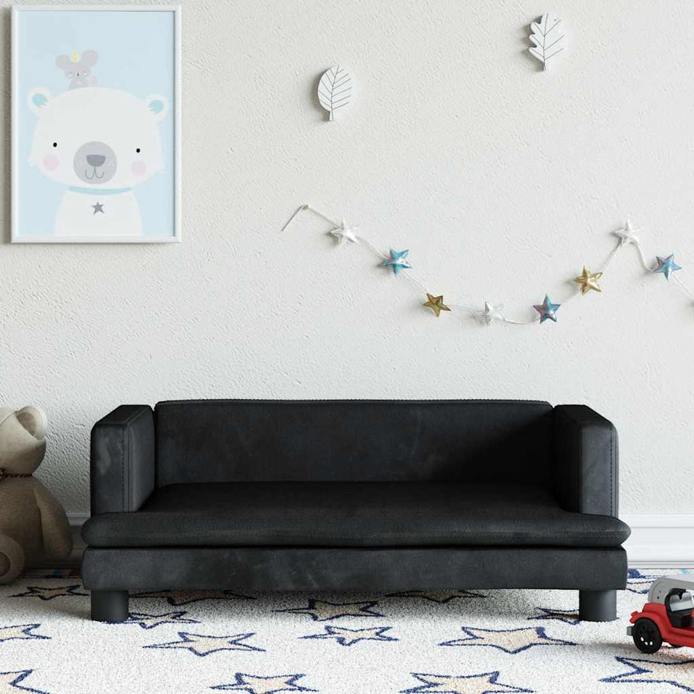 Kindersofa Schwarz Samt 80x45x30 cm
