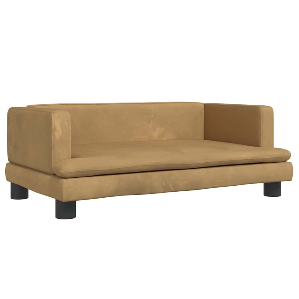 Kindersofa Braun Samt 80x45x30 cm