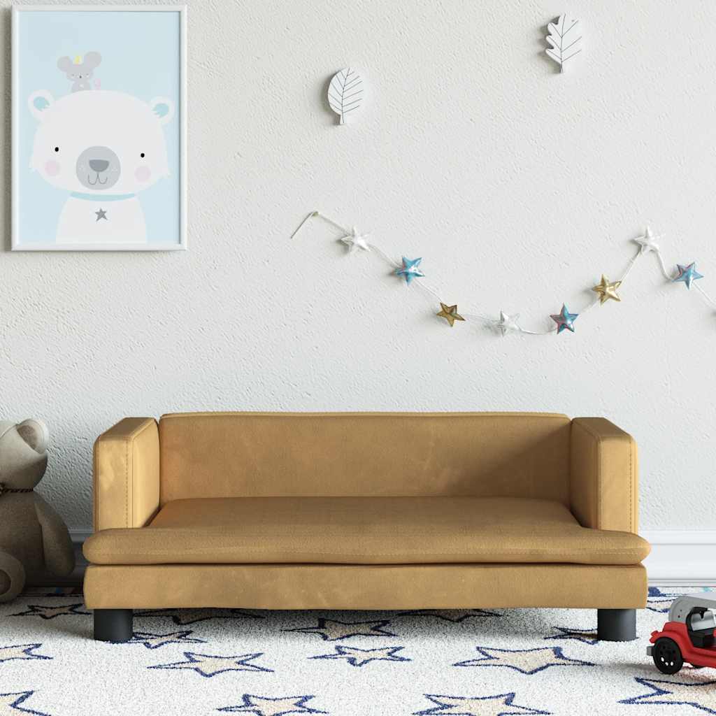 Kindersofa Braun Samt 80x45x30 cm