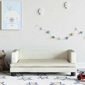 Kindersofa Creme Samt 80x45x30 cm