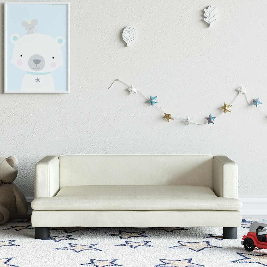 Kindersofa Creme Samt 80x45x30 cm