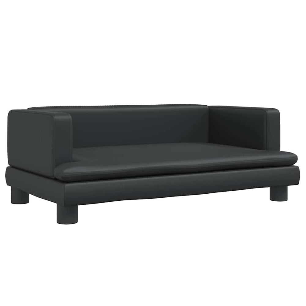 Schwarzes Kindersofa aus Kunstleder 80x45x30 cm