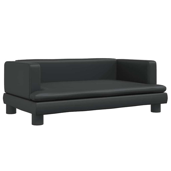 Schwarzes Kindersofa aus Kunstleder 80x45x30 cm