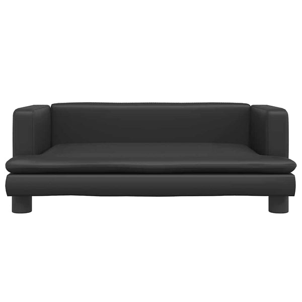Schwarzes Kindersofa aus Kunstleder 80x45x30 cm