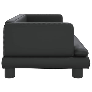 Schwarzes Kindersofa aus Kunstleder 80x45x30 cm