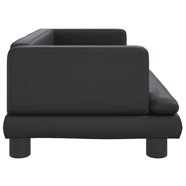 Schwarzes Kindersofa aus Kunstleder 80x45x30 cm
