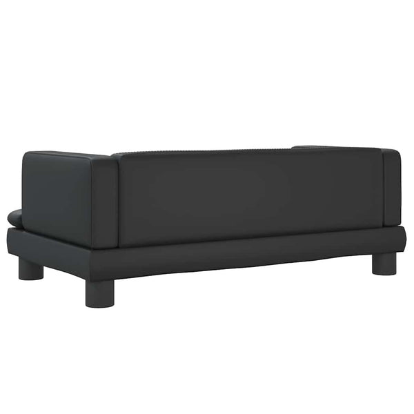 Schwarzes Kindersofa aus Kunstleder 80x45x30 cm
