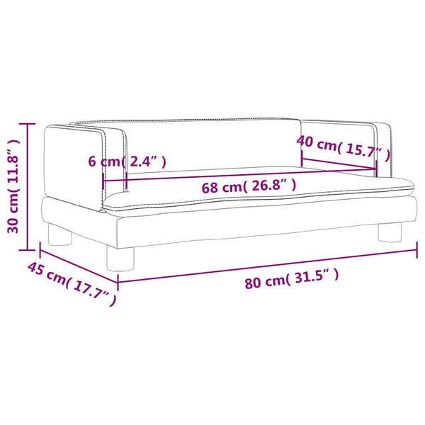 Schwarzes Kindersofa aus Kunstleder 80x45x30 cm