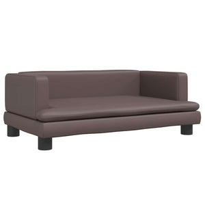 Kinder Sofa Braun Kunstleder 80x45x30cm