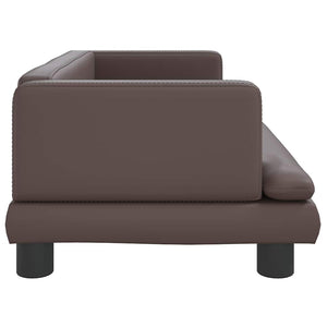 Kinder Sofa Braun Kunstleder 80x45x30cm