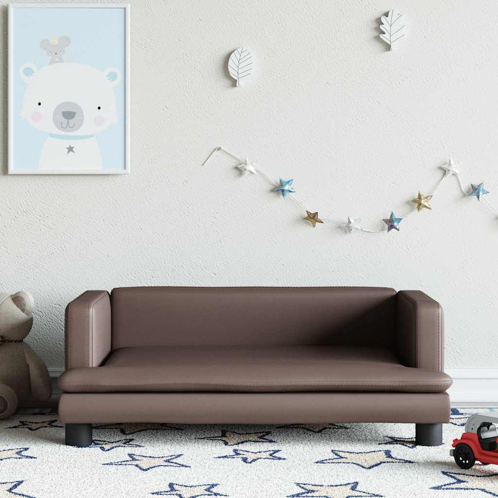 Kinder Sofa Braun Kunstleder 80x45x30cm