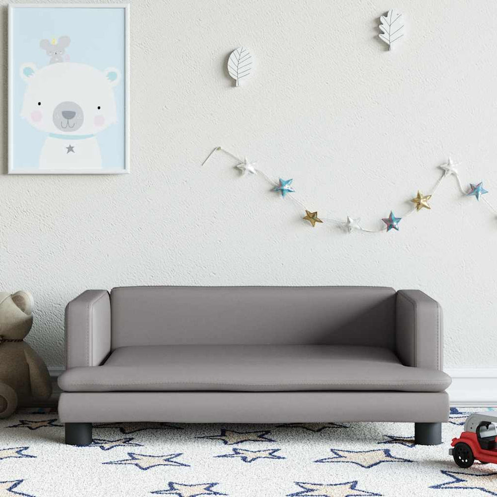 Kindersofa Grau Kunstleder 80cm
