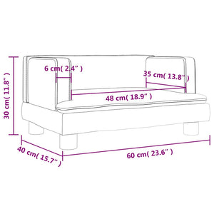 Blaues Kindersofa Samt 60x40x30 cm