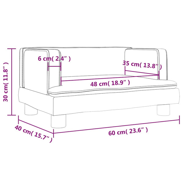 Blaues Kindersofa Samt 60x40x30 cm