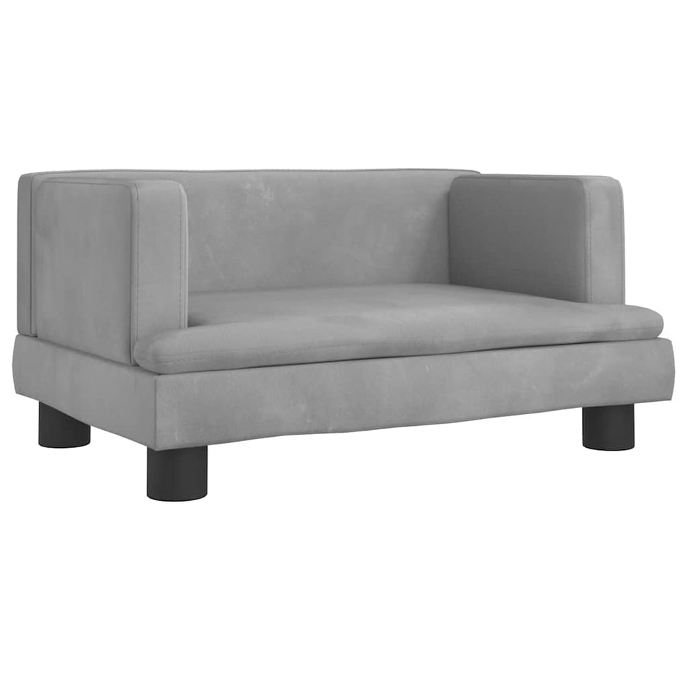 Kindersofa Hellgrau Samt 60 cm