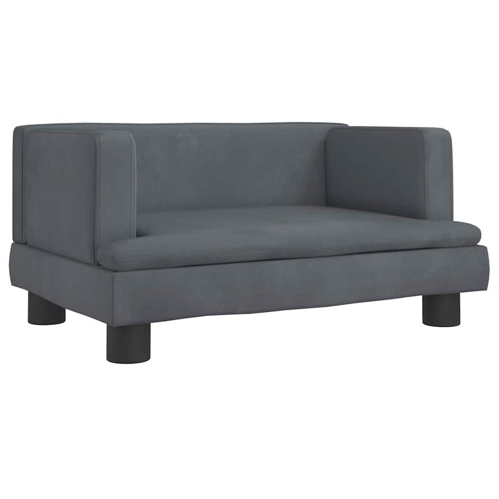 Kindersofa Dunkelgrau Samt 60 cm