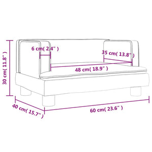 Kindersofa Dunkelgrau Samt 60 cm