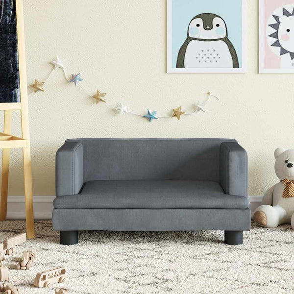 Kindersofa Dunkelgrau Samt 60 cm