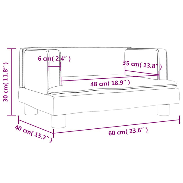 Kindersofa Rosa Samt 60x40x30 cm