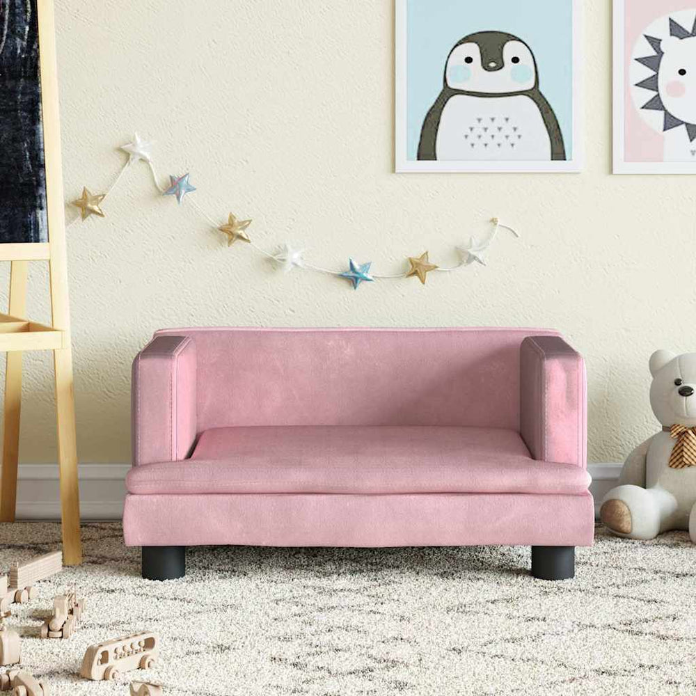 Kindersofa Rosa Samt 60x40x30 cm
