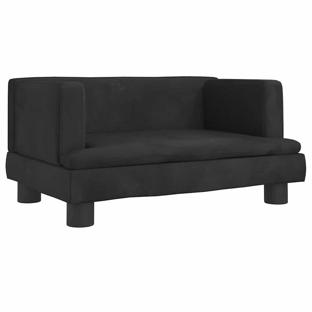 Schwarzes Kindersofa Samt 60x40x30 cm