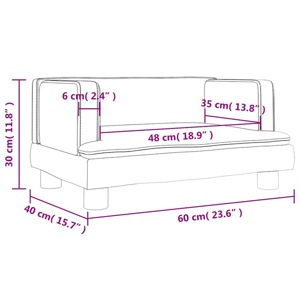 vidaXL Canapé enfant crème 60x40x30 cm velours