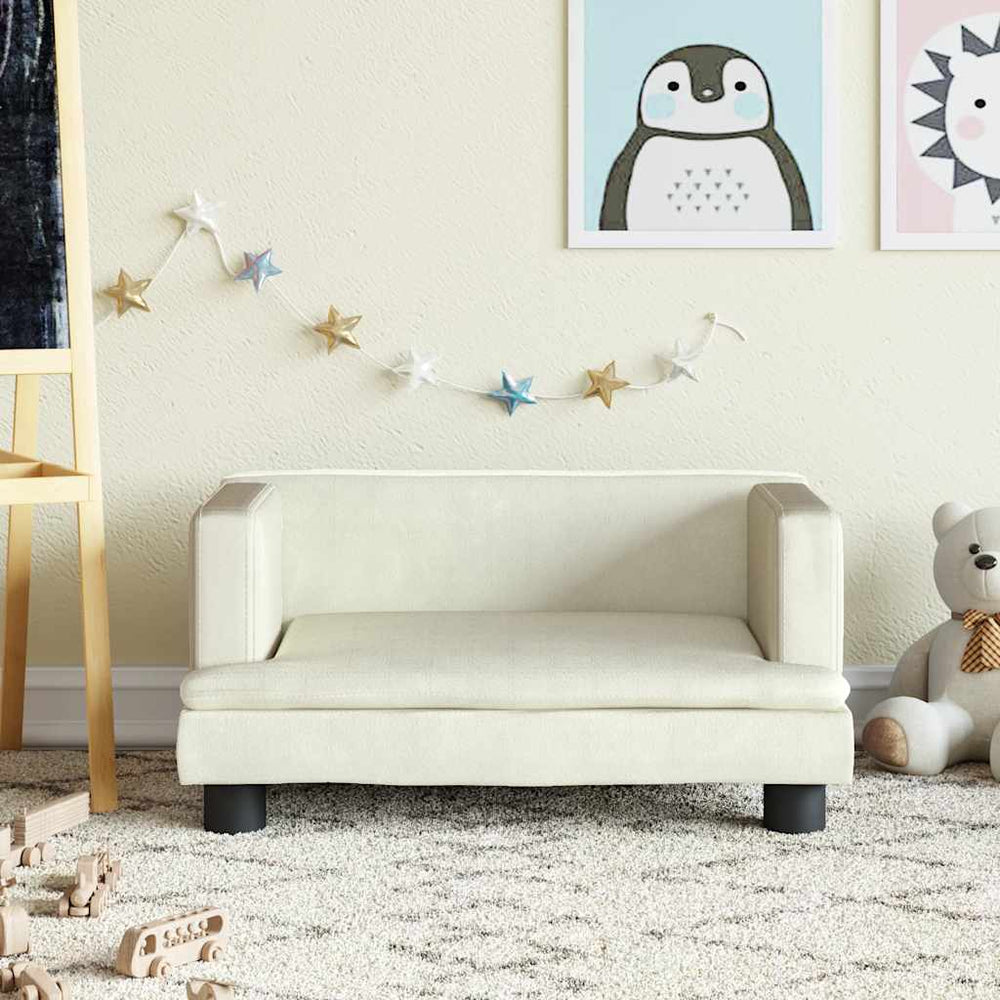 Kindersofa Creme Samt 60x40x30 cm