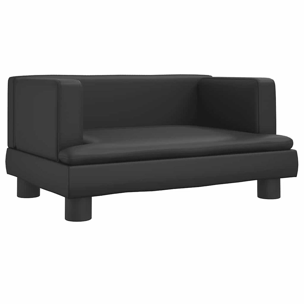 Kindersofa Schwarz Kunstleder 60 cm