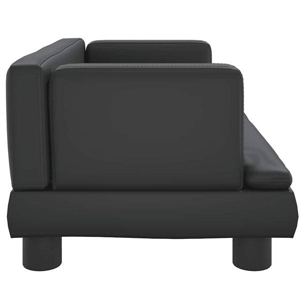 Kindersofa Schwarz Kunstleder 60 cm