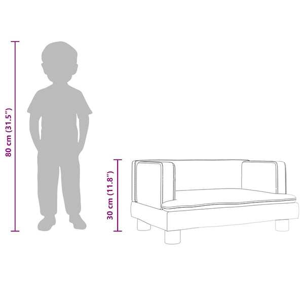 Kindersofa Schwarz Kunstleder 60 cm