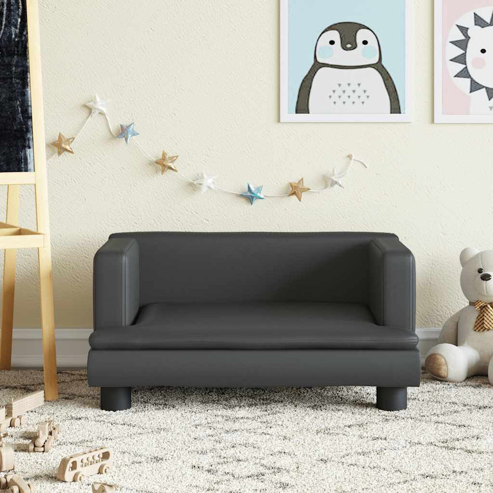 Kindersofa Schwarz Kunstleder 60 cm