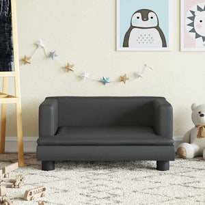 Kindersofa Schwarz Kunstleder 60 cm