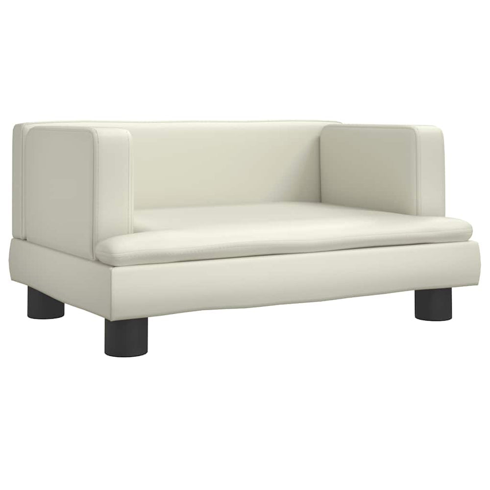 Kindersofa Creme Kunstleder 60x40x30 cm