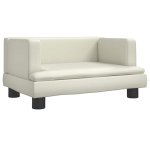 Kindersofa Creme Kunstleder 60x40x30 cm