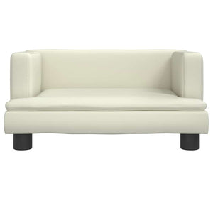 Kindersofa Creme Kunstleder 60x40x30 cm