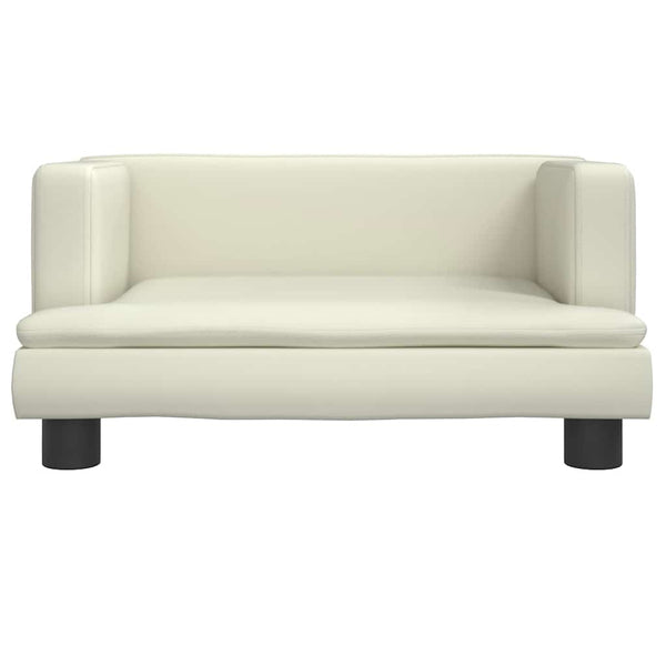Kindersofa Creme Kunstleder 60x40x30 cm