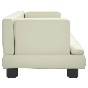Kindersofa Creme Kunstleder 60x40x30 cm
