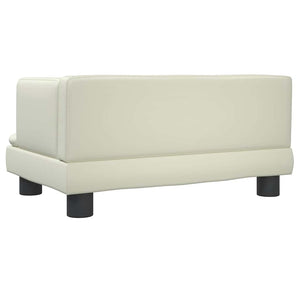 Kindersofa Creme Kunstleder 60x40x30 cm