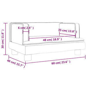 Kindersofa Creme Kunstleder 60x40x30 cm
