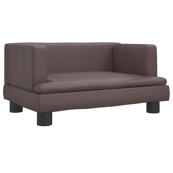 Kinder Sofa Braun Kunstleder 60x40x30cm