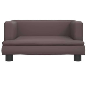 Kinder Sofa Braun Kunstleder 60x40x30cm