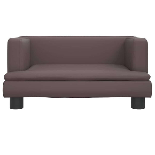 Kinder Sofa Braun Kunstleder 60x40x30cm