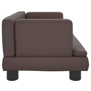 Kinder Sofa Braun Kunstleder 60x40x30cm
