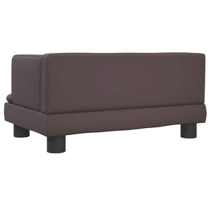 Kinder Sofa Braun Kunstleder 60x40x30cm