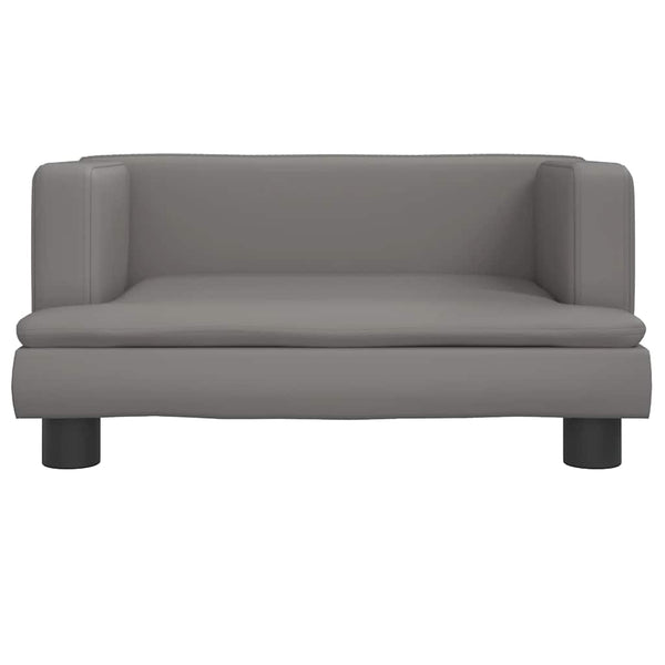 Kindersofa Grau Kunstleder 60x40x30 cm