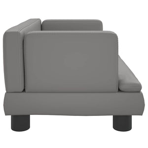 Kindersofa Grau Kunstleder 60x40x30 cm