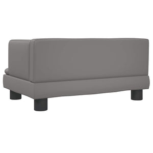Kindersofa Grau Kunstleder 60x40x30 cm