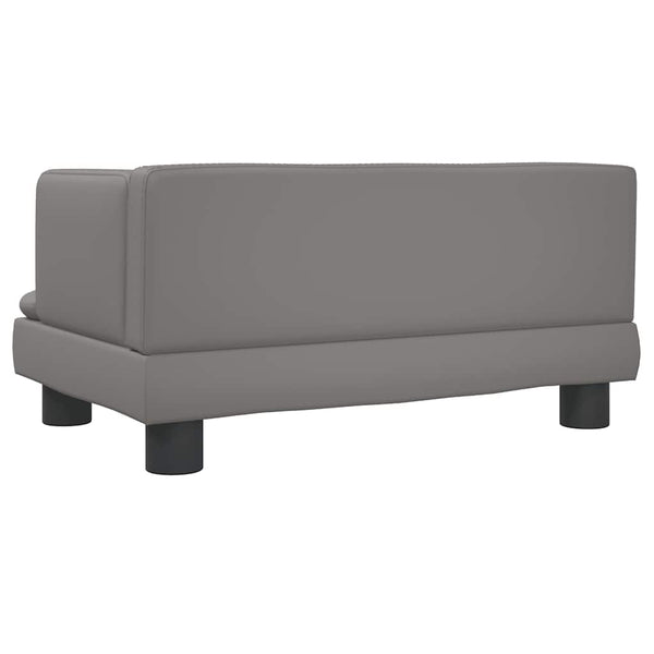 Kindersofa Grau Kunstleder 60x40x30 cm