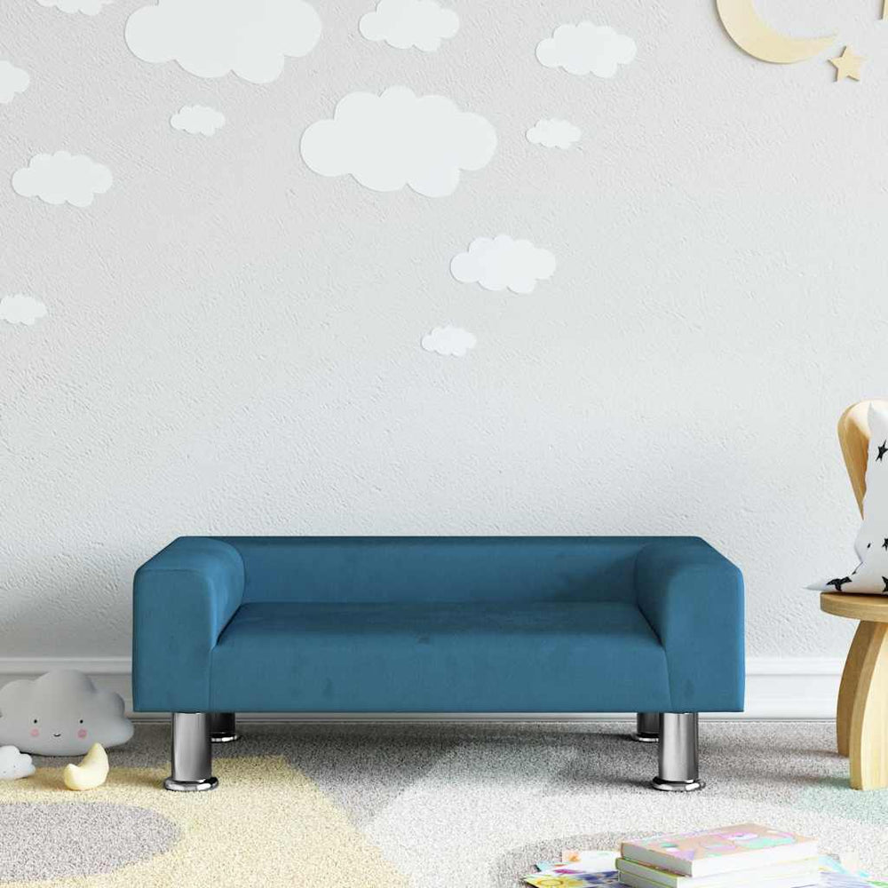 Blaues Kindersofa Samt 70x45 cm