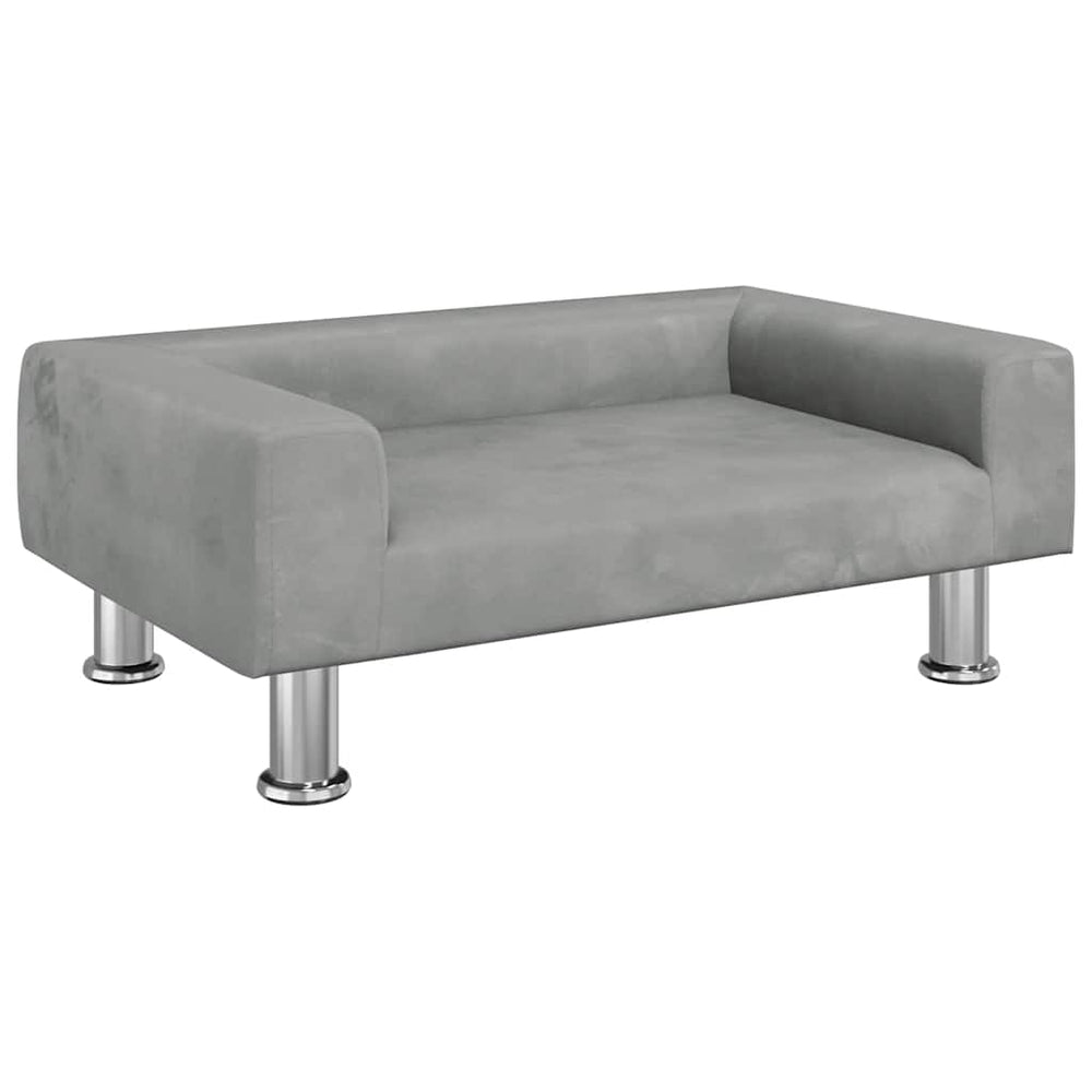 Kindersofa Hellgrau Samt 70x45x26,5 cm